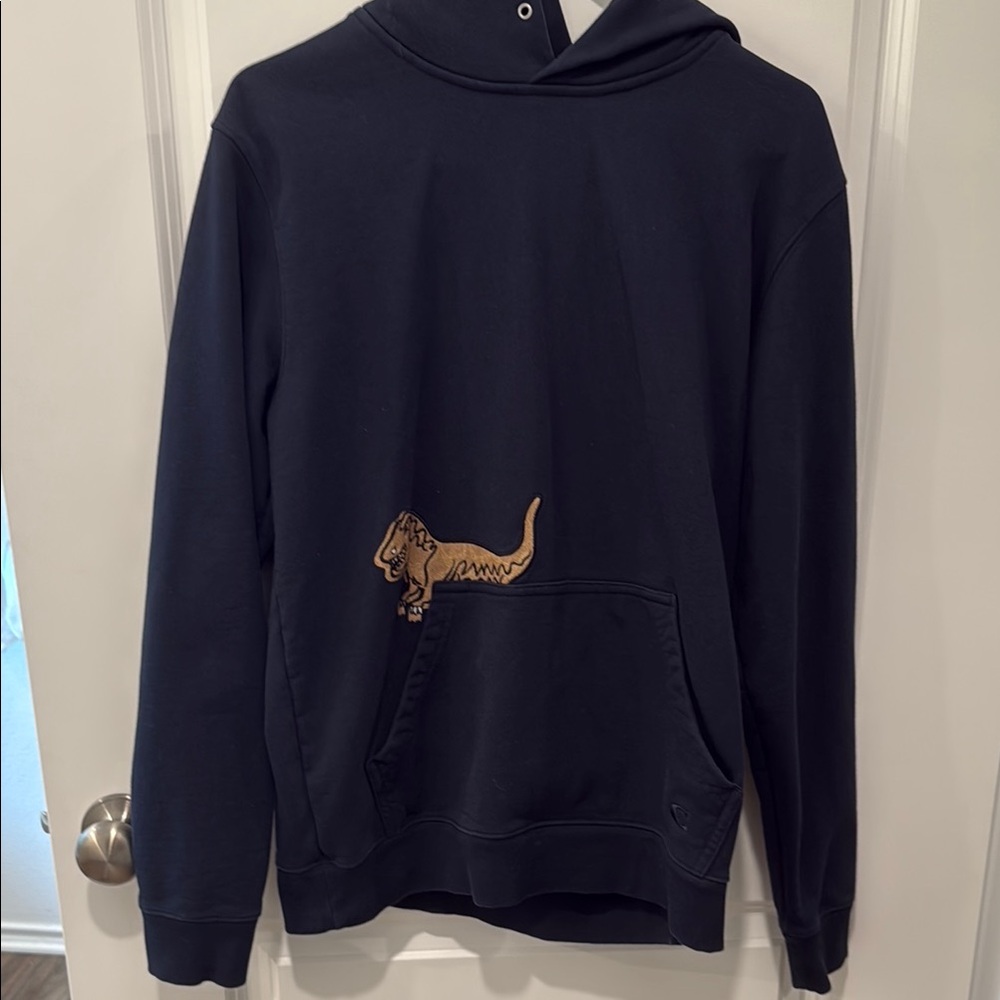 Coach Men's Navy hoodie with Dinosaur Patch, size S